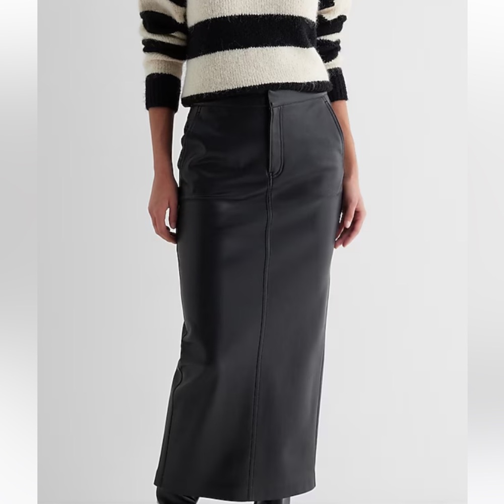 Super cute Express High waisted faux leather back slit maxi skirt